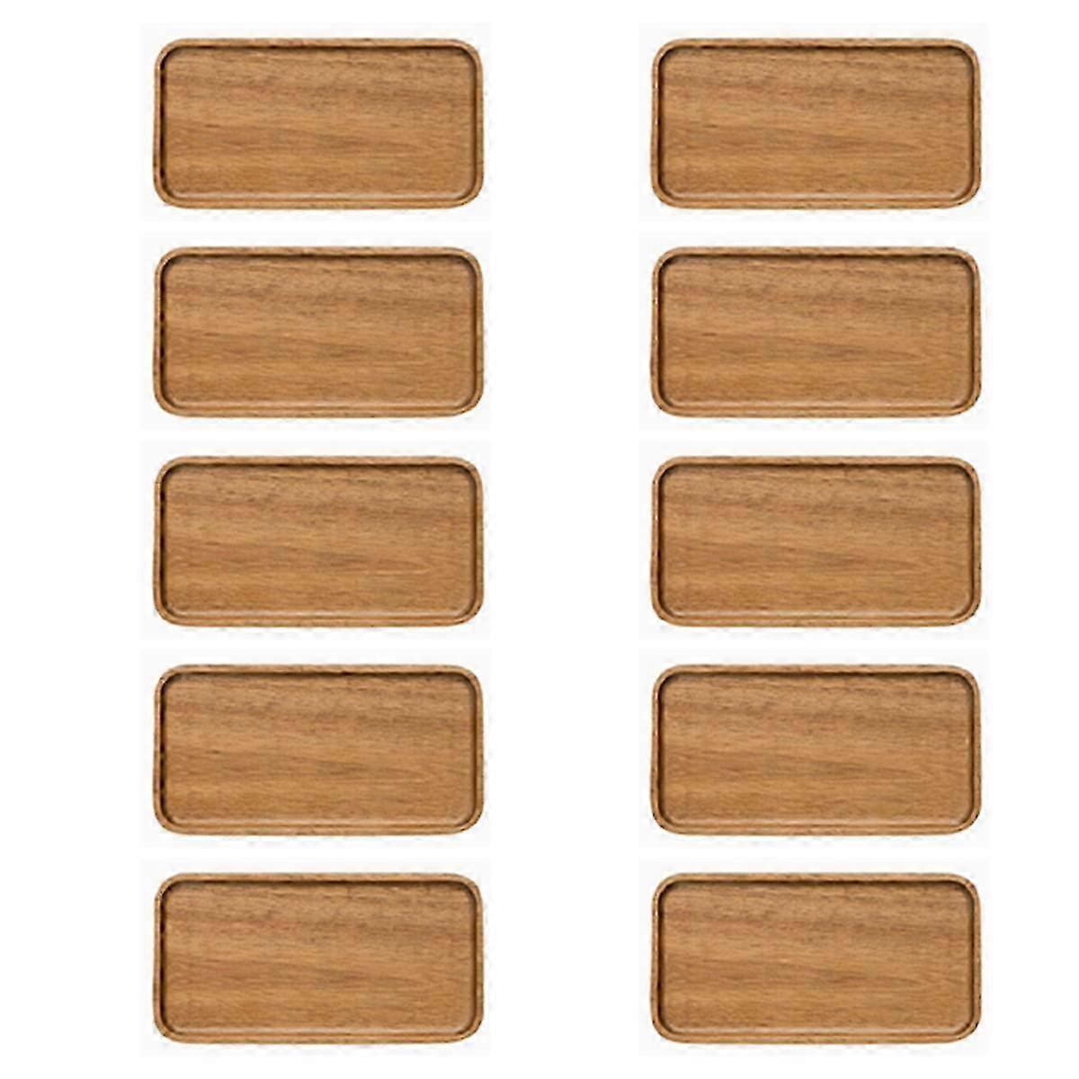 10X Serving Tray, Rectangular Solid Wood Flat Bottom Plate, Fruit Plate, Saucer, Tea Tray, Dessert
