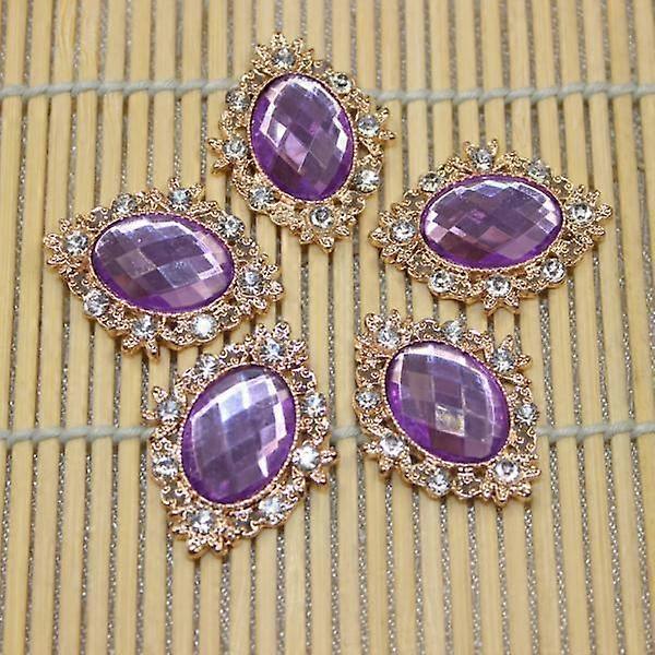 5x10pcs Rhinestone Flat Back Beads Button Scrapbook Embellishment Purple
