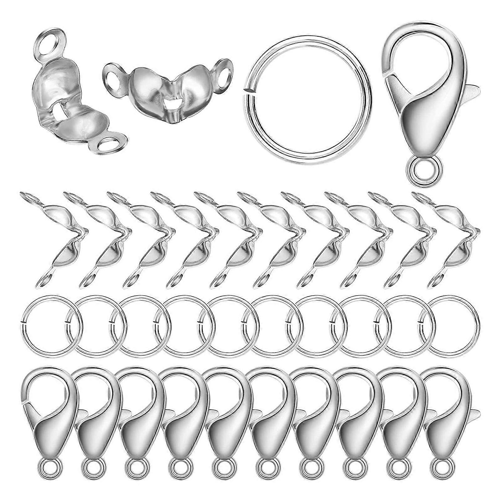 450 db ékszerkészítő kellékek homár karom kapocs és ugró csatlakozók készlet tökéletes nyakláncokhoz, karkötőkhöz és fülbevalókhoz ezüst