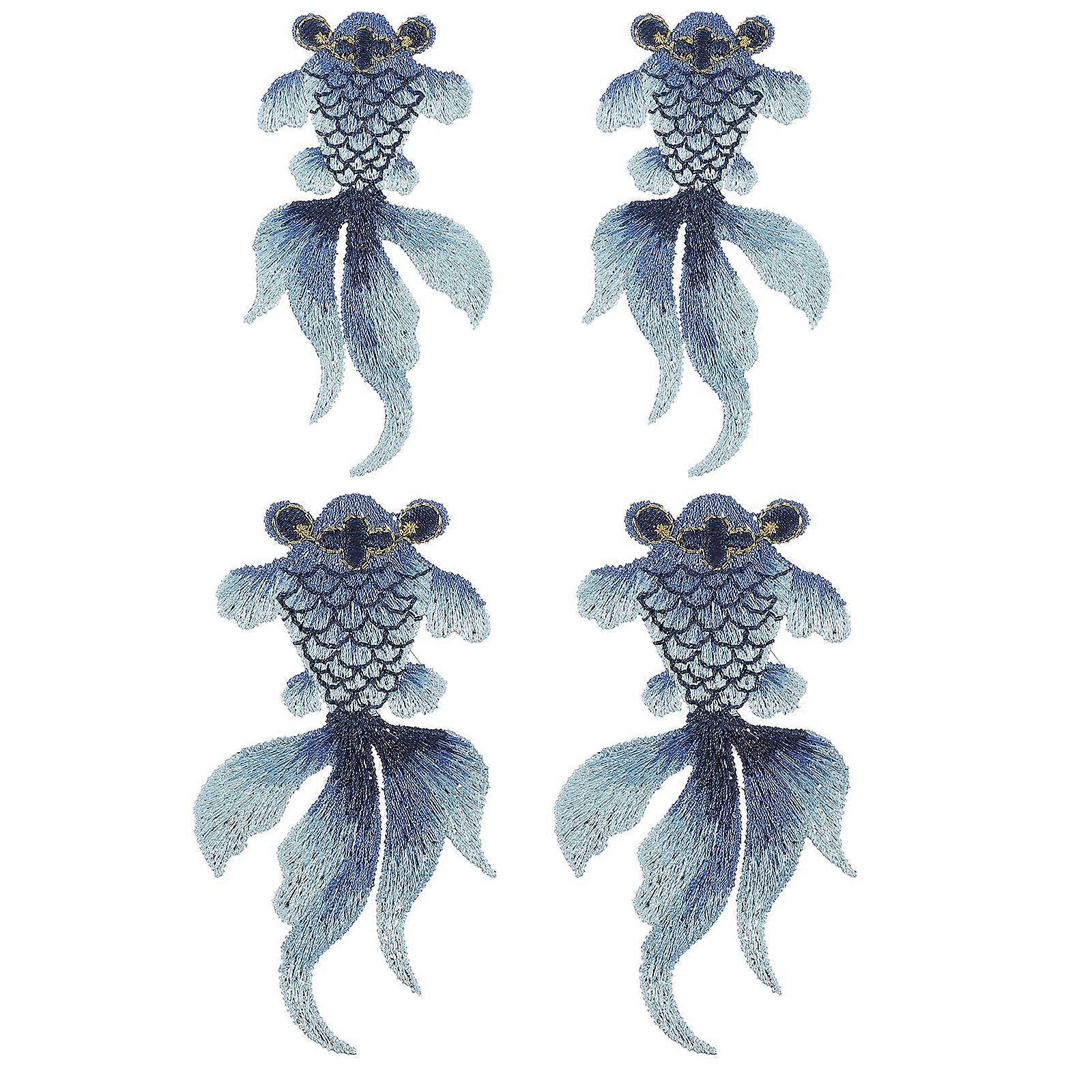 4 stuks geborduurde Patches goudvis Design kleding Patches DIY kleding Decor