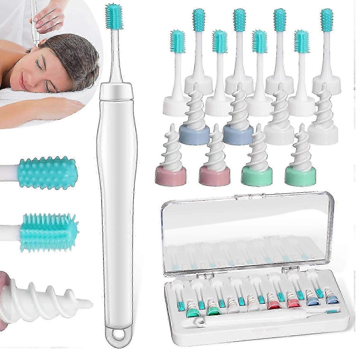Ear Wax Remover,q Grips Earwax Remover,silicone Soft Ear Wax Removal Tool With 16 Replacement Head