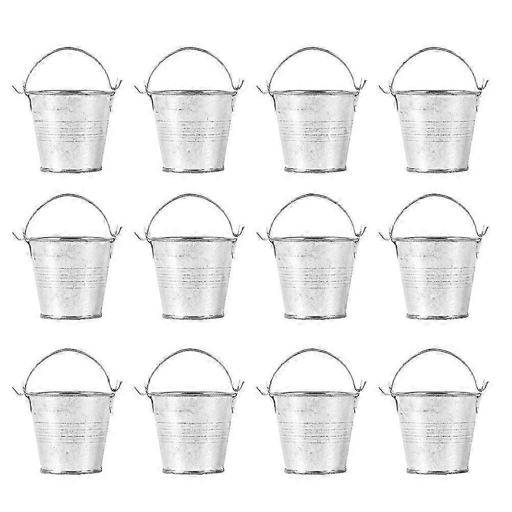 12pcs Mini Metal Buckets Small Mini Pails Set with Handles Party Supplies