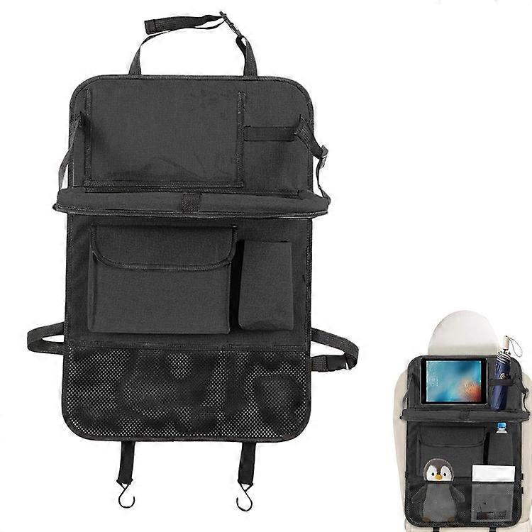 Universal Car Seat Back Organizer Oxford Fabric Multi-Pocket Storage Bag with Folding Tray