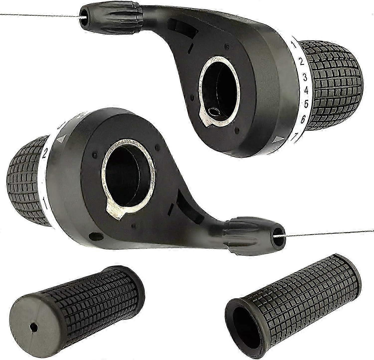 1 Pair Bicycle Twist Grip Gear Shifters 3X7 SpeedDIP Compatible for Shimano Brand Bike and 1 Pair Non-Slip Rubber Bike Handle Bar Grip