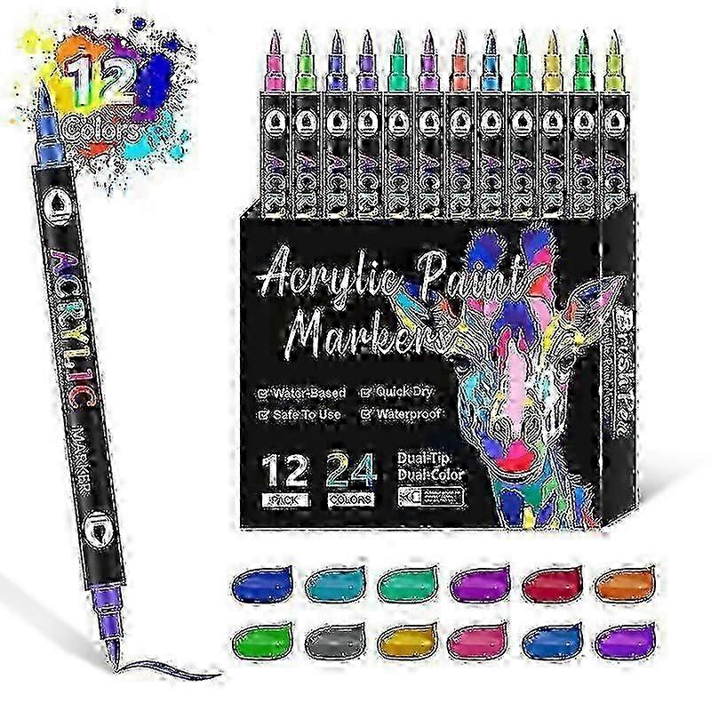 Permanent Acrylic Paint Pens with Fine Tip and Brush Tip for Various Uses