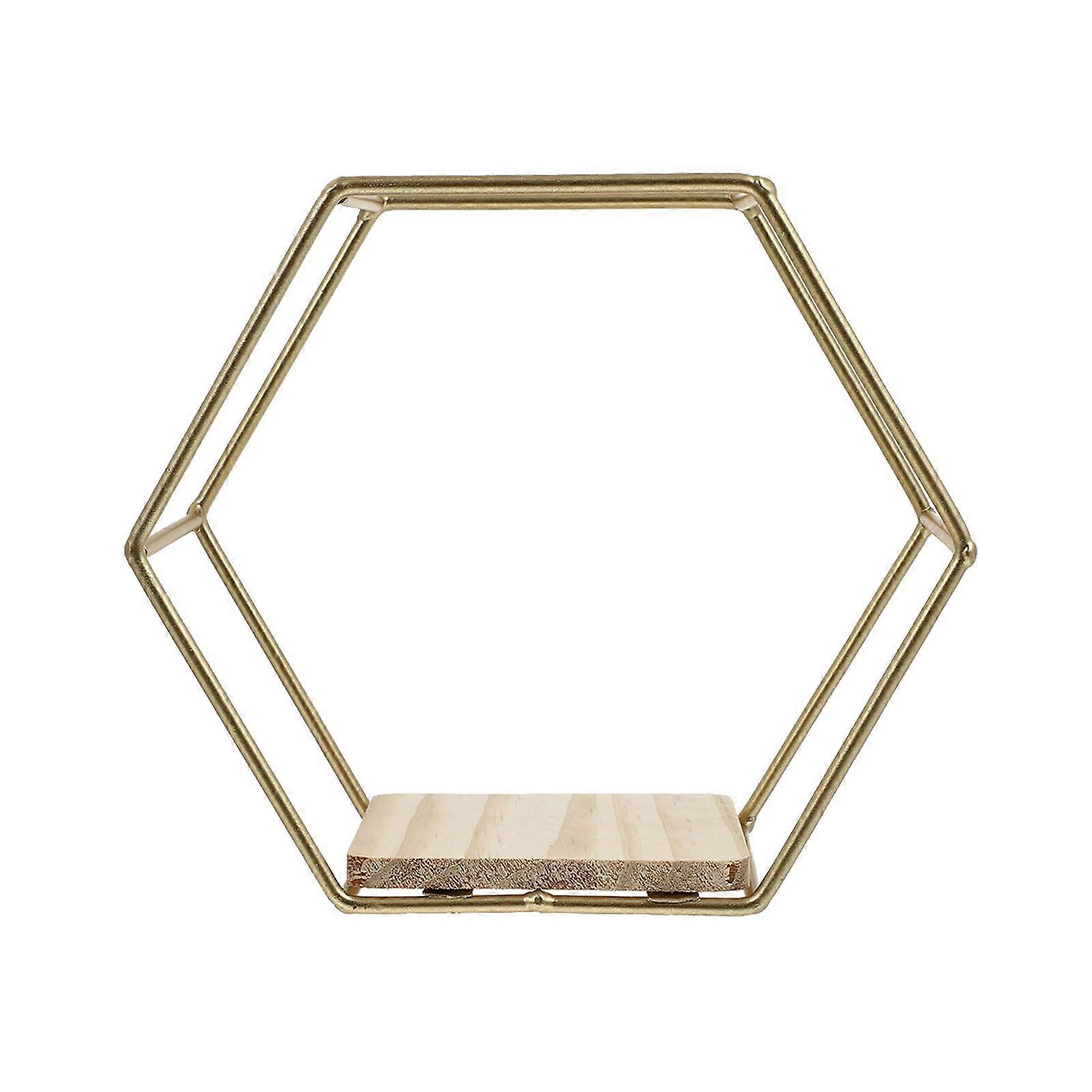 1pc Hexagon Shape Storage Rack Wall-mounted Storage Shelf Iron Wall Hanging Rack