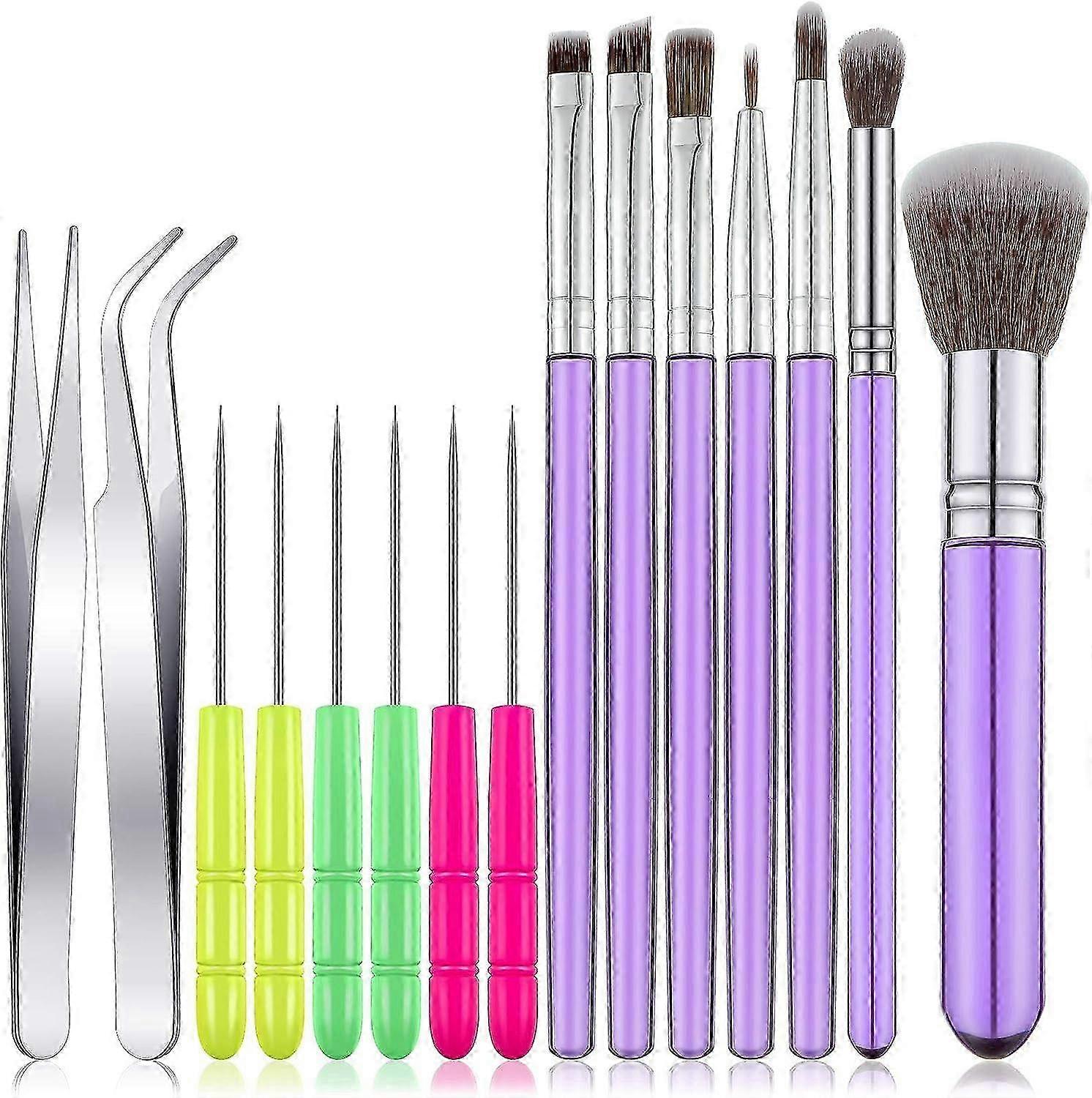 15 Pcs Cake Decorating Tool Set Include Cookie Decoration Brushes Cookie Scriber Needles Sugar Stir Needles Elbow