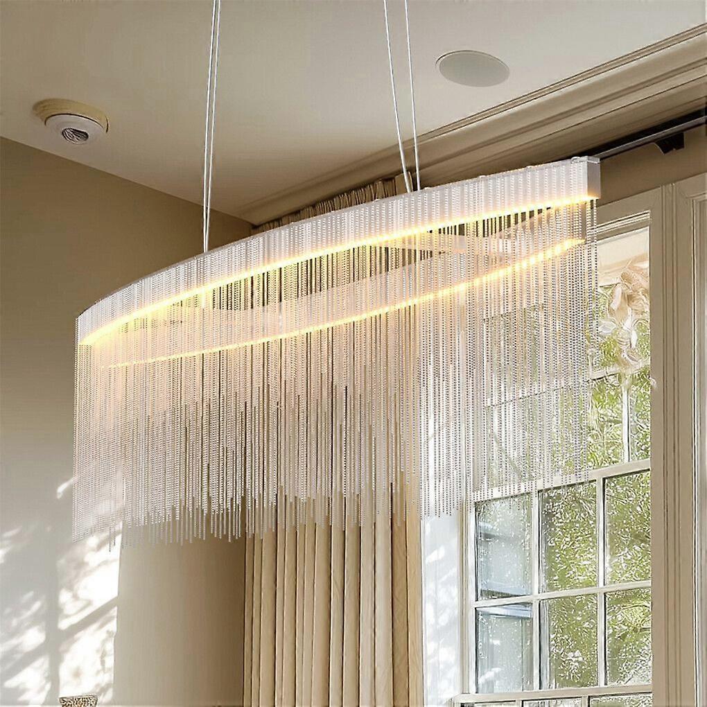 Modern Aluminum Tassel Linear Chandelier Pendant LED Color Changing Chain Lamp