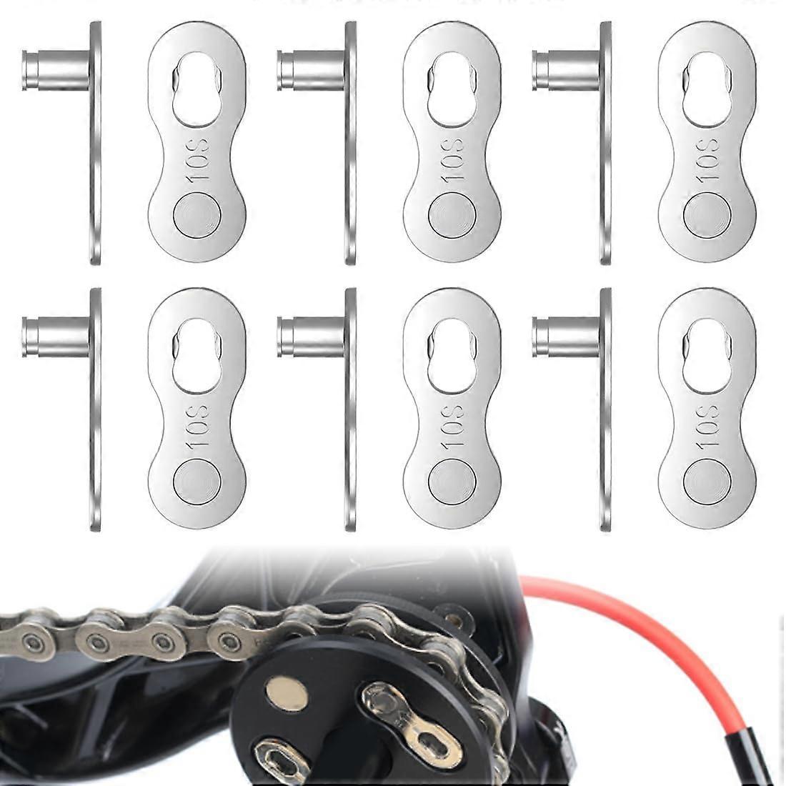 Pack of 6 Bicycle Chain Lock 10 Speed Reusable Chain Links Steel Bicycle Chain Clasp for Shimano Mountain Bike Road Bike Chain