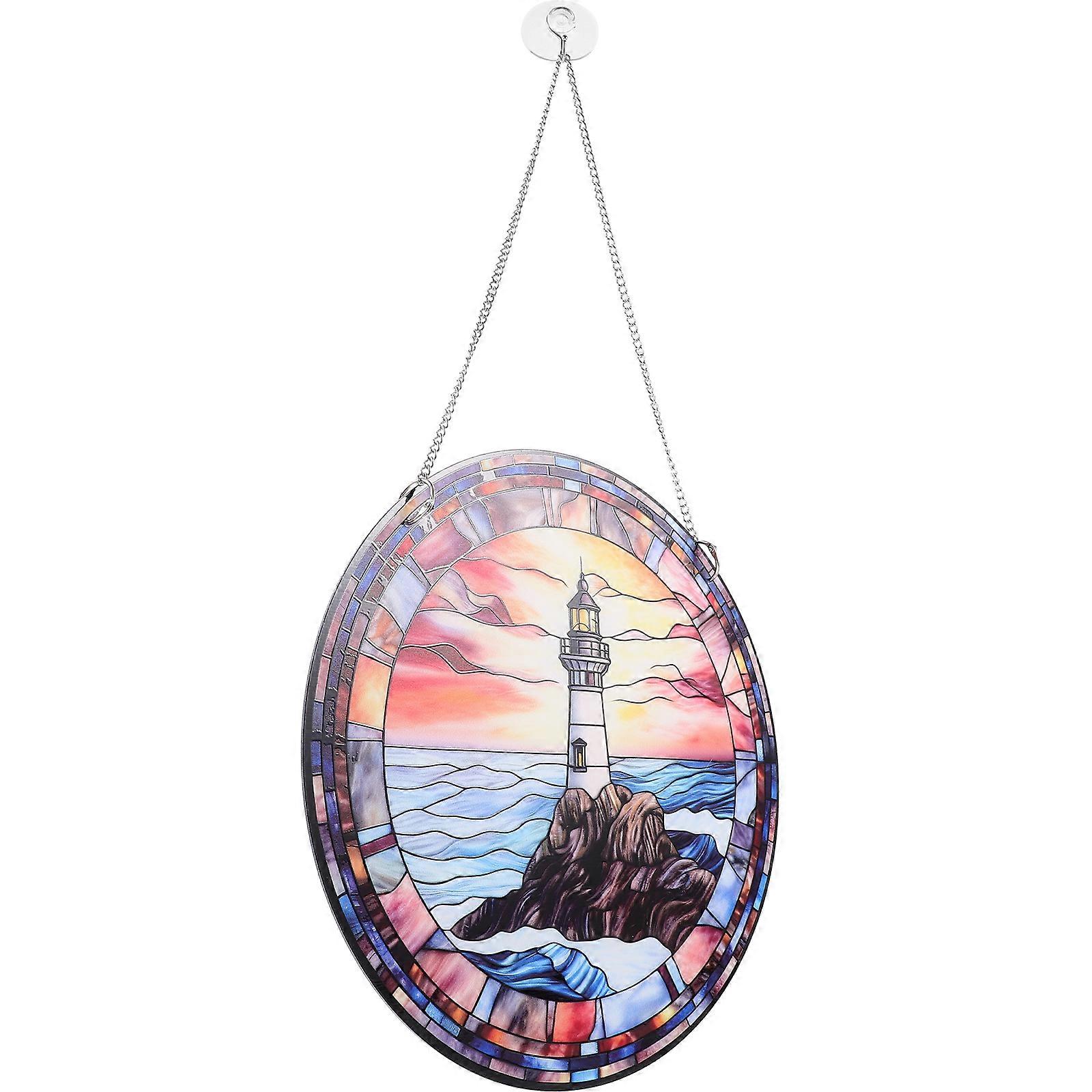 Hanging Lighthouse Decor Window Decoration Front Door Sign Home Decoration Indoor Use 30X30X0.2CM Acrylic 1Pack