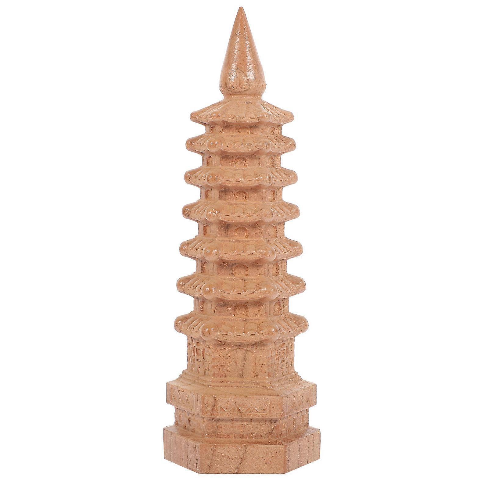 Desktop Decor Wenchang Figurine Wooden Tower Model Classic Design Homeowners 14.80X5.30X5.30cm 1Set