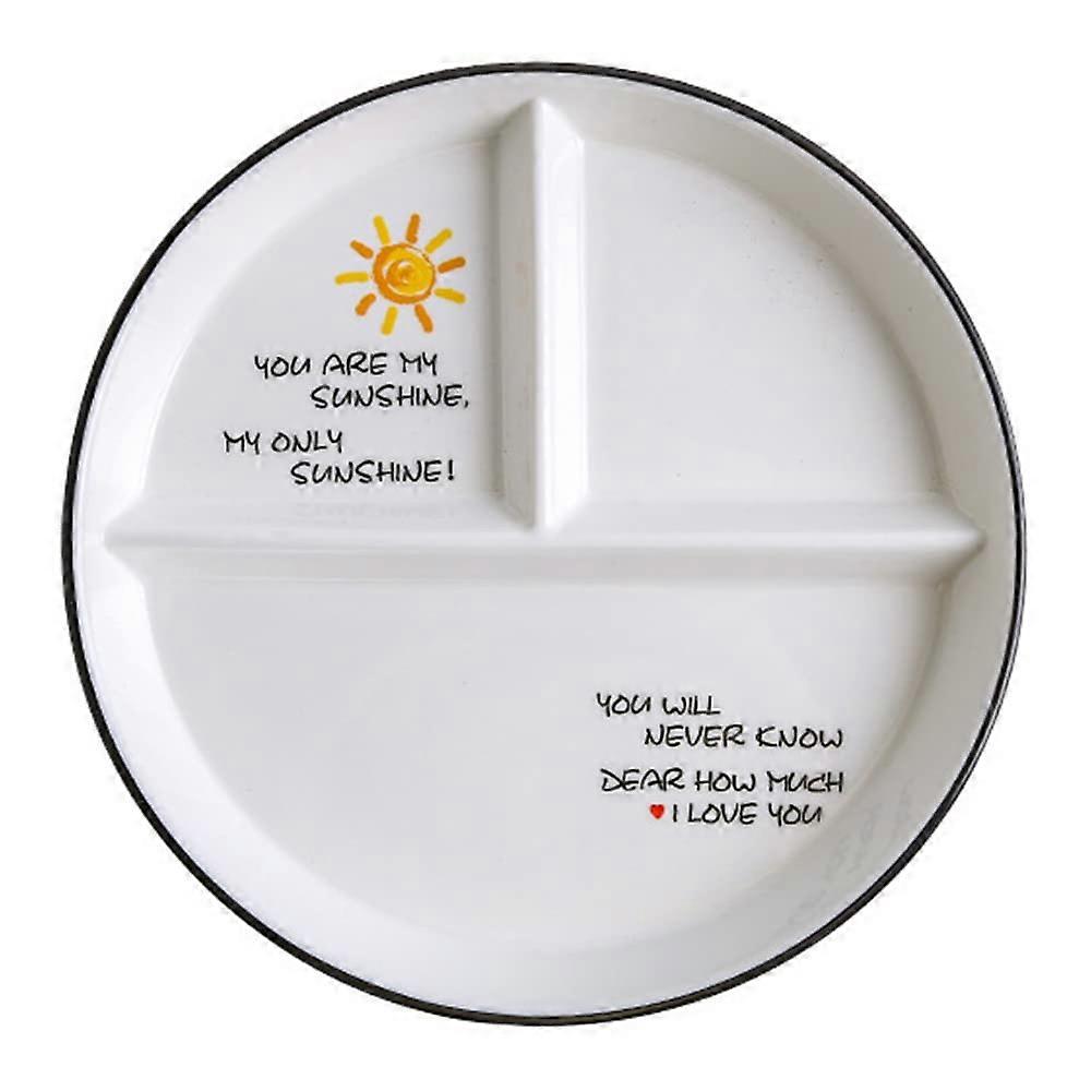 Porcelain Divided Plate, Salad Plate, Snack Plate, Divided, Plate with 3 Compartments, Portion Control Plate for Breakfast