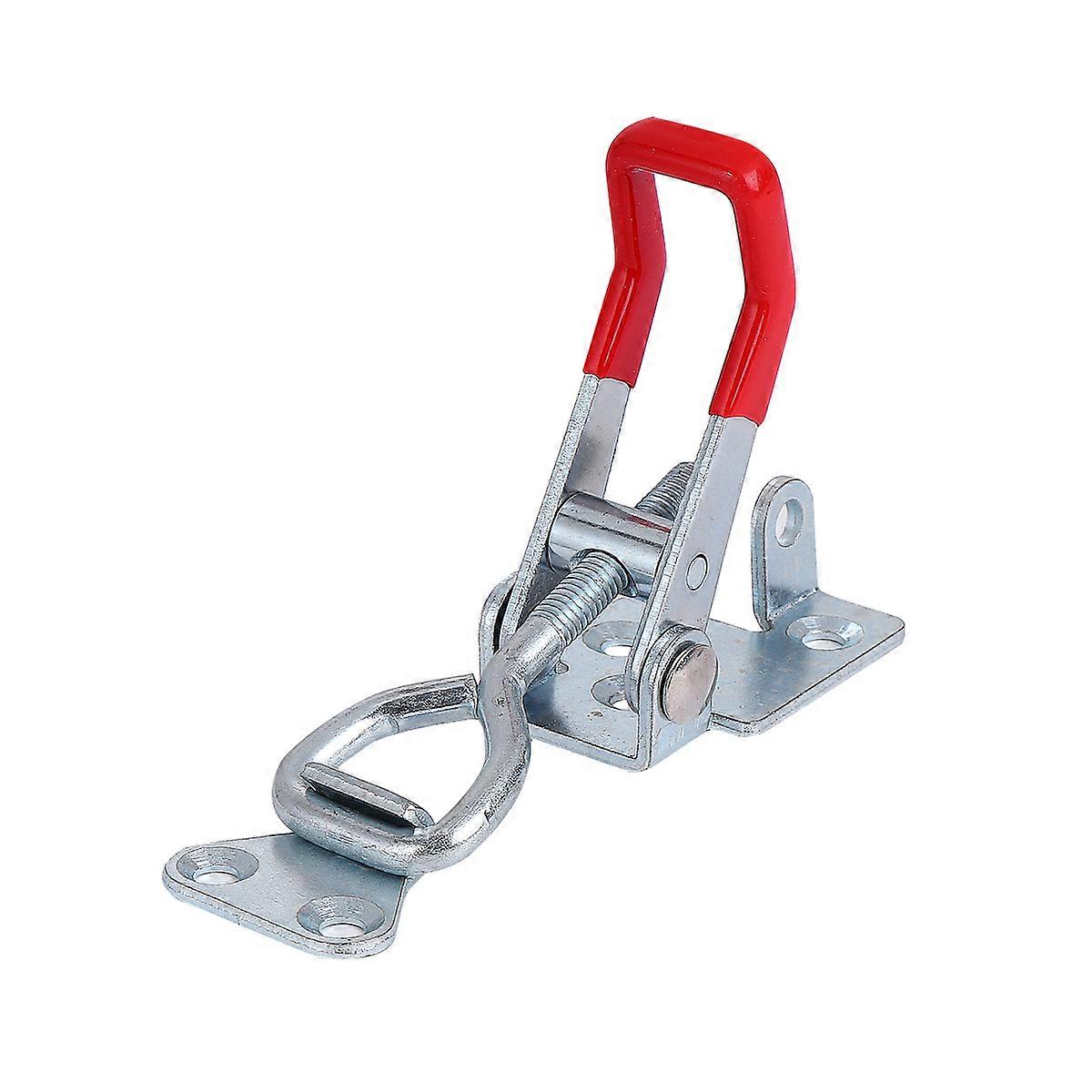 Pull Latch Clamp Hand Tool Toggle Clamp Iron Adjustable Toggle Latch for Cabinet Box Case Silver 4Pcs