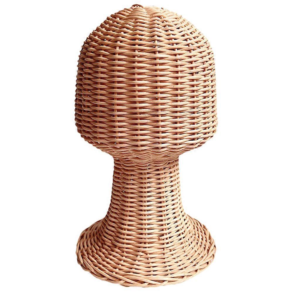 Elegant Woven Rattan Hat Display Stand for Home or Shop Use – Sturdy Cap and Wig Storage Rack with Fashionable Design