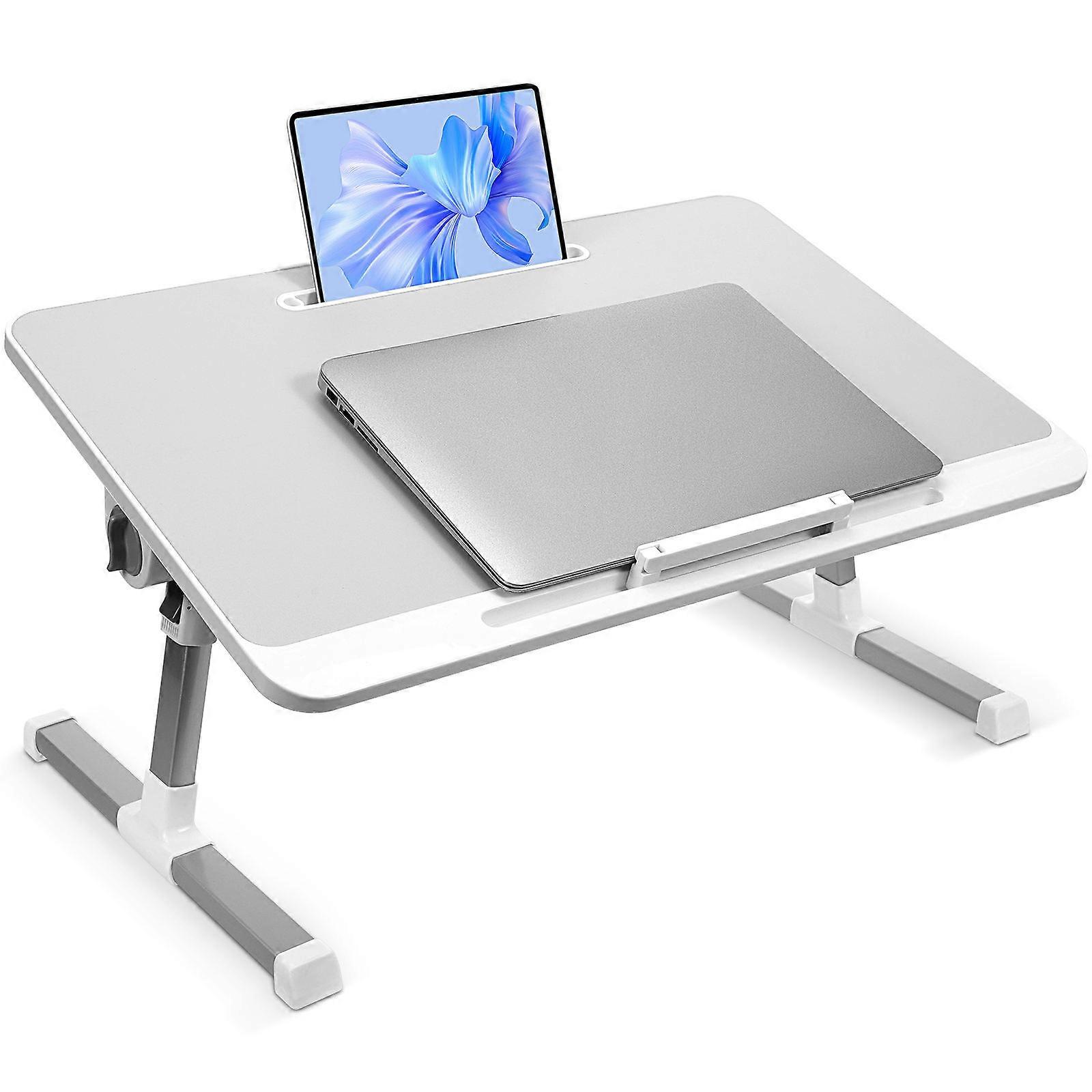 Bed Desk Lap Desk For Laptop Office Work White Adjustable Height 1Pack