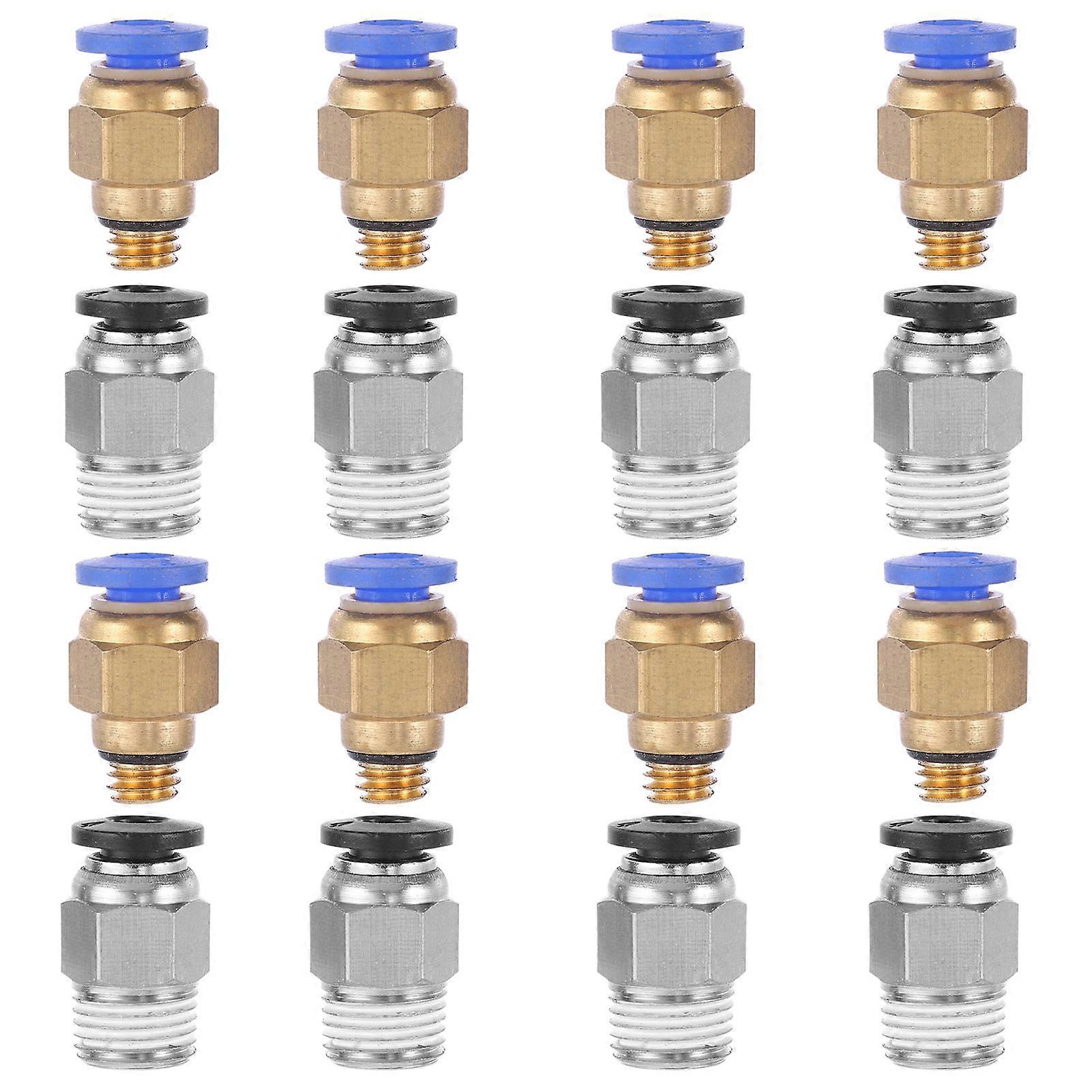 Pneumatic Quick Fitting Connector Air Fittings Adapter for 3D Printer Compact Shape Assorted Color 1.7X1CM High Precision 16Pcs