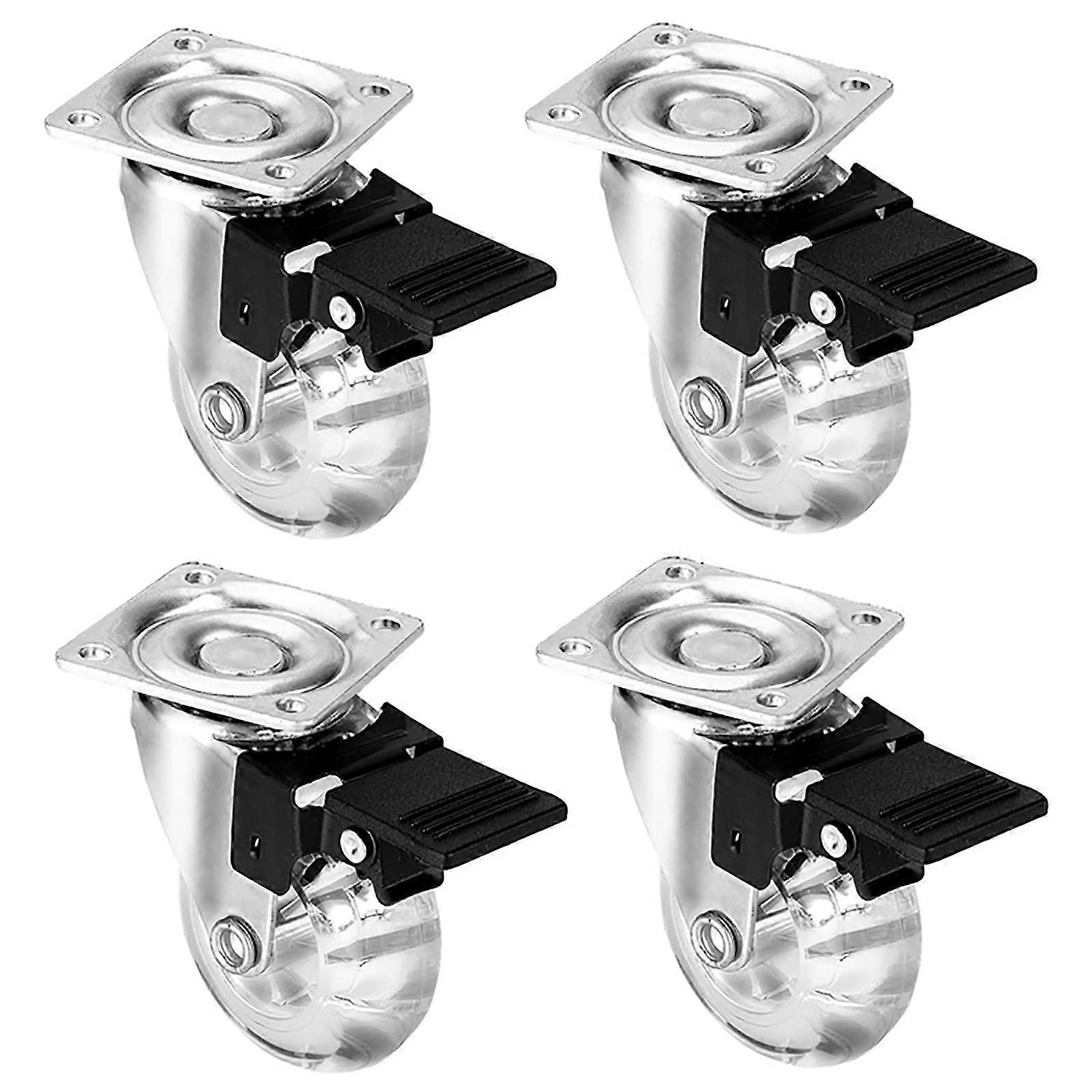 2 inch quiet swivel casters, 360° polyurethane with brakes, 30 kg capacity