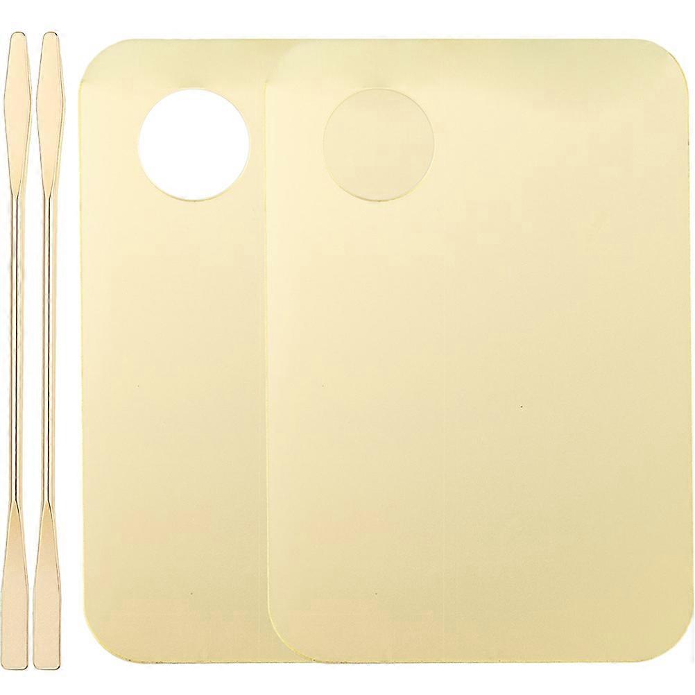 2 Set Acrylic Makeup Palette with Spatula Professional Cosmetic Mixing Tool for DIY Foundation and Pigment Blending, Durable Portable Design