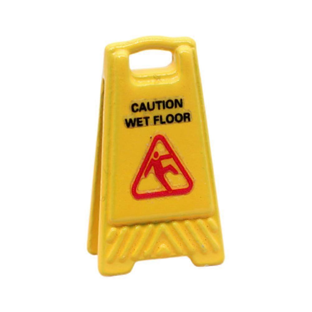 Caution Wet Floor Warning Sign Toy House Mini Traffic Scene Toys