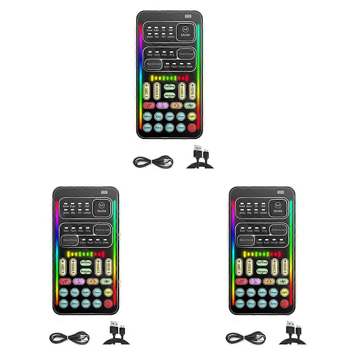 3X I9 Voice Changer Multiple Audio Effect Bluetooth Live Sound Cards Ultra-Thin Portable Live Sound