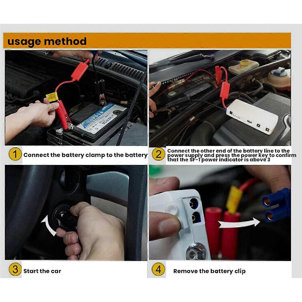 2X with EC5 Plug Connector Emergency Battery Jump Cable Alligator Clamps Clip for Car Jump Alligator