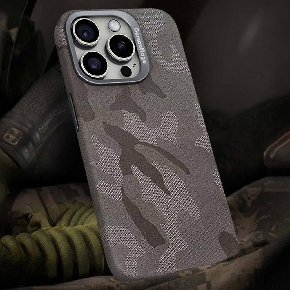 For iPhone 15 Pro Magnetic Case Camouflage Pattern Shockproof PC+PU Phone Cover