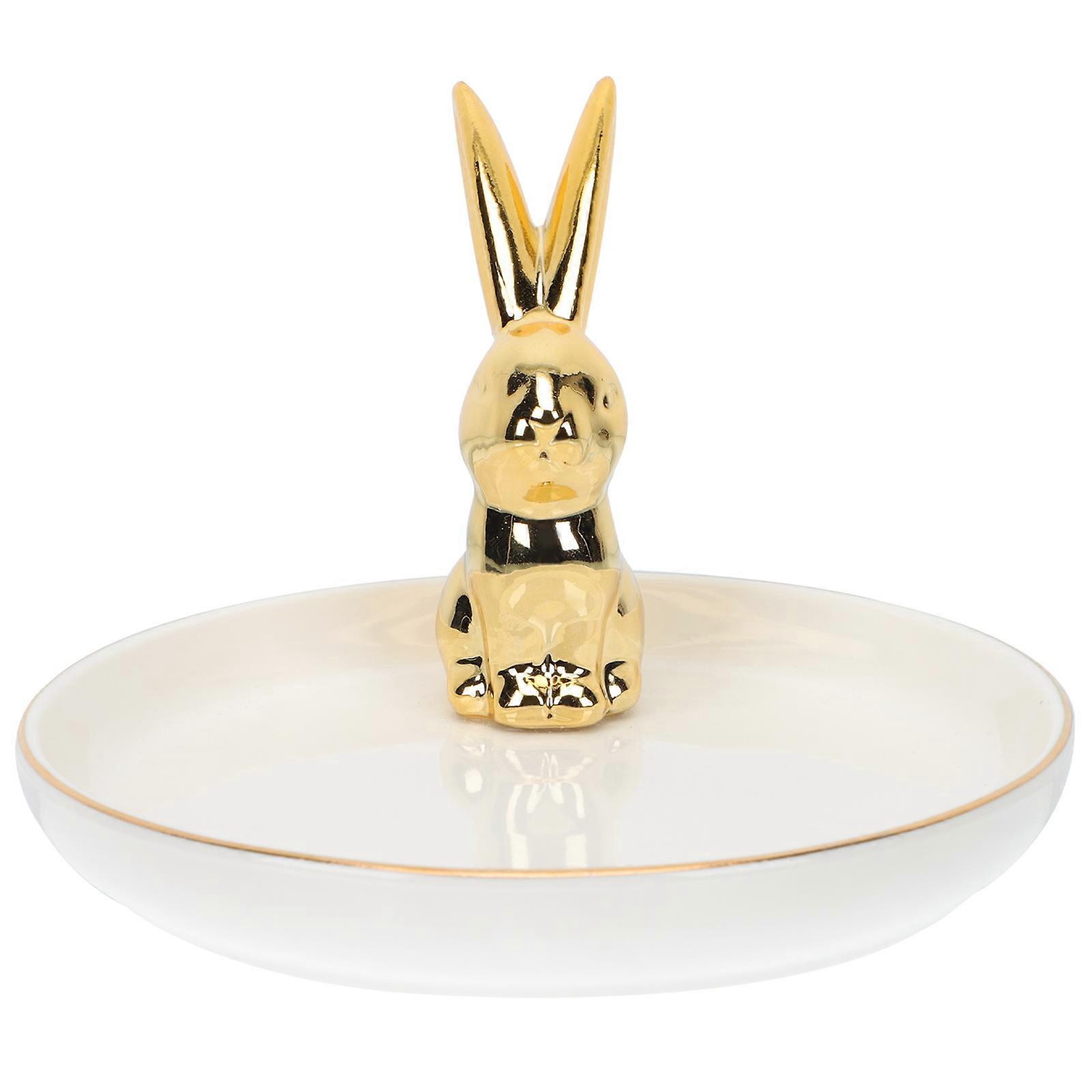 1PC Jewelry Storage Tray Ceramic Rabbit Decoration for Dressing Table Easter Style