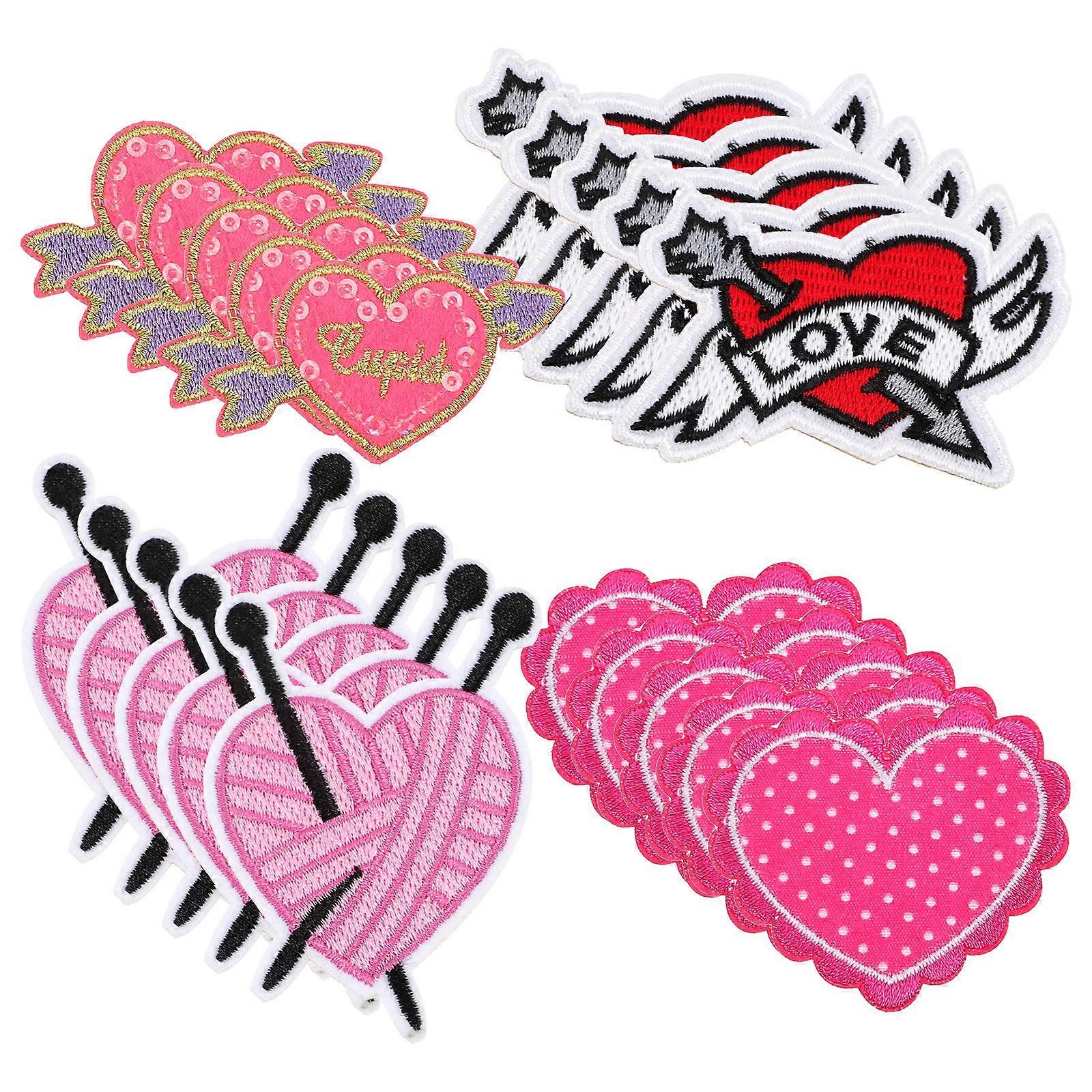 Heart Patches for Clothing Decoration Iron On Sewing Multi Use Design Assorted Color 7x5cm 20Pcs