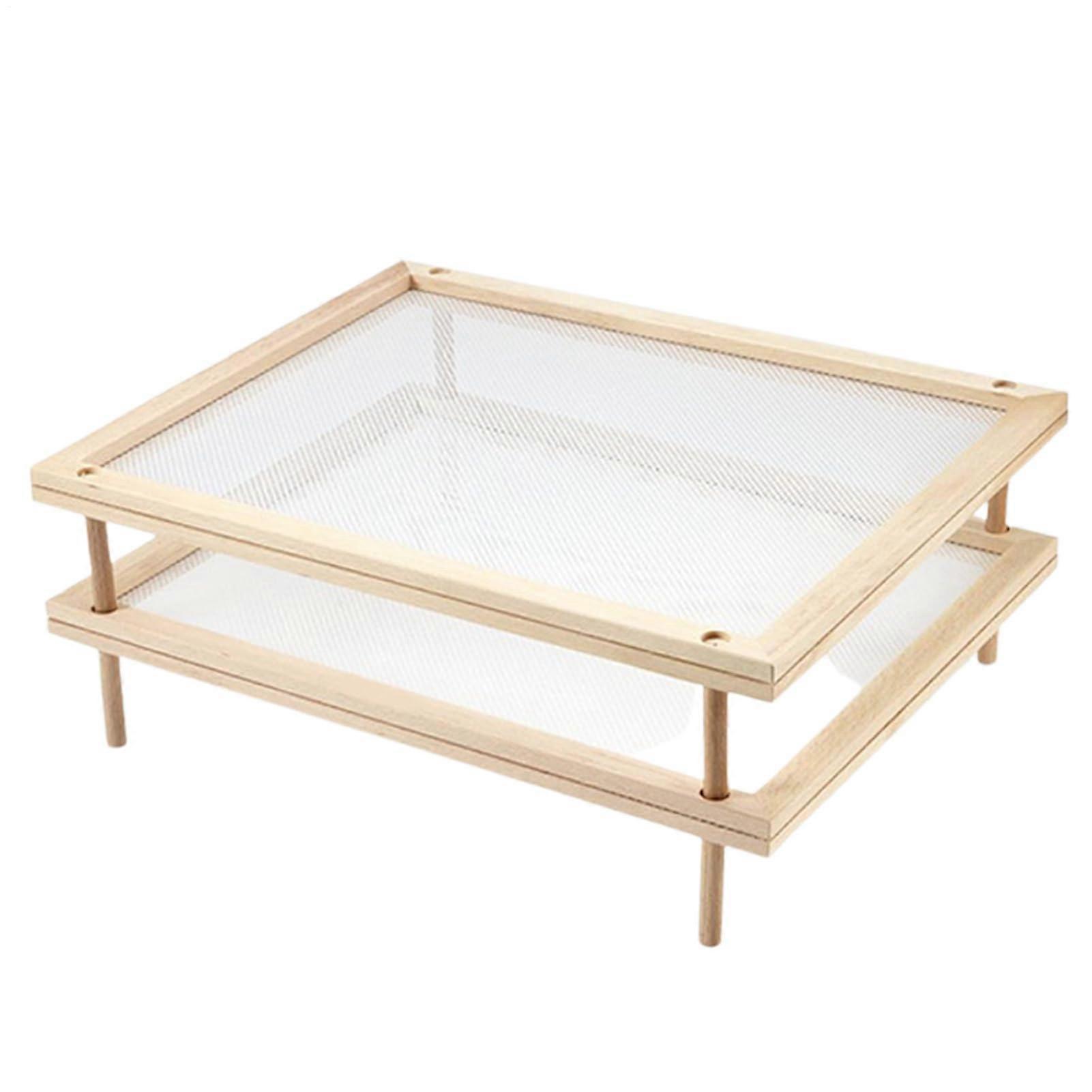 Pasta Drying Rack, Two-Tier Wooden Food Dehydrator, Herb & Fruit Drying Tray, Space-Saving Kitchen Storage