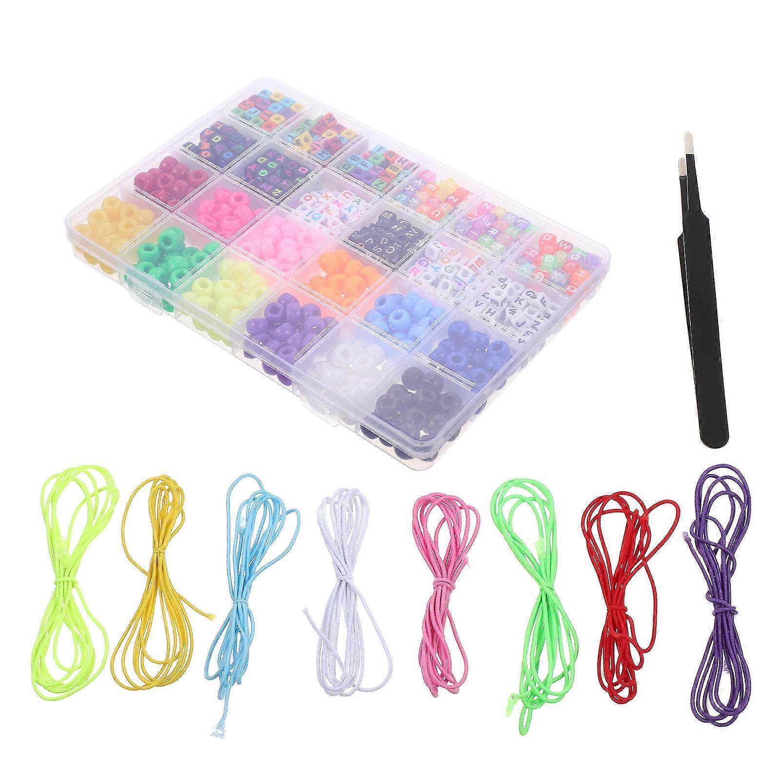 Colored Letter Beads Acrylic Letter Beads Diy Bracelet Making Beads With Elastic Rope Assorted Color 0.7X0.7cm Creative Development 1Set