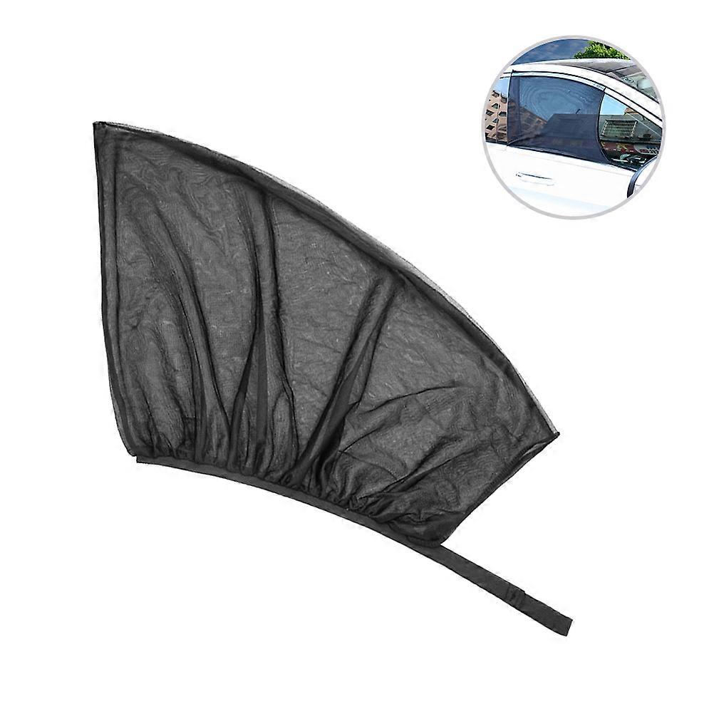 Universal Car Window Shade Breathable Nylon Curtain Car Front Window Visor Sun Blocking Black 2Pcs