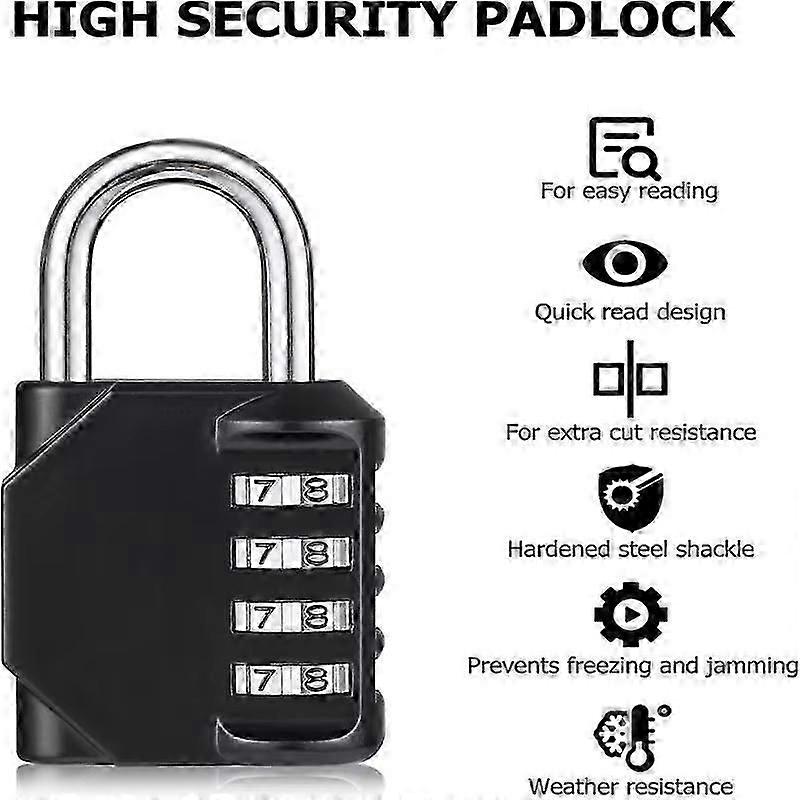 4 Dial Digit Password Lock Combination Suitcase Luggage Metal Code Password Lock Padlock Zinc Alloy Coded Lock Keyed Padlock
