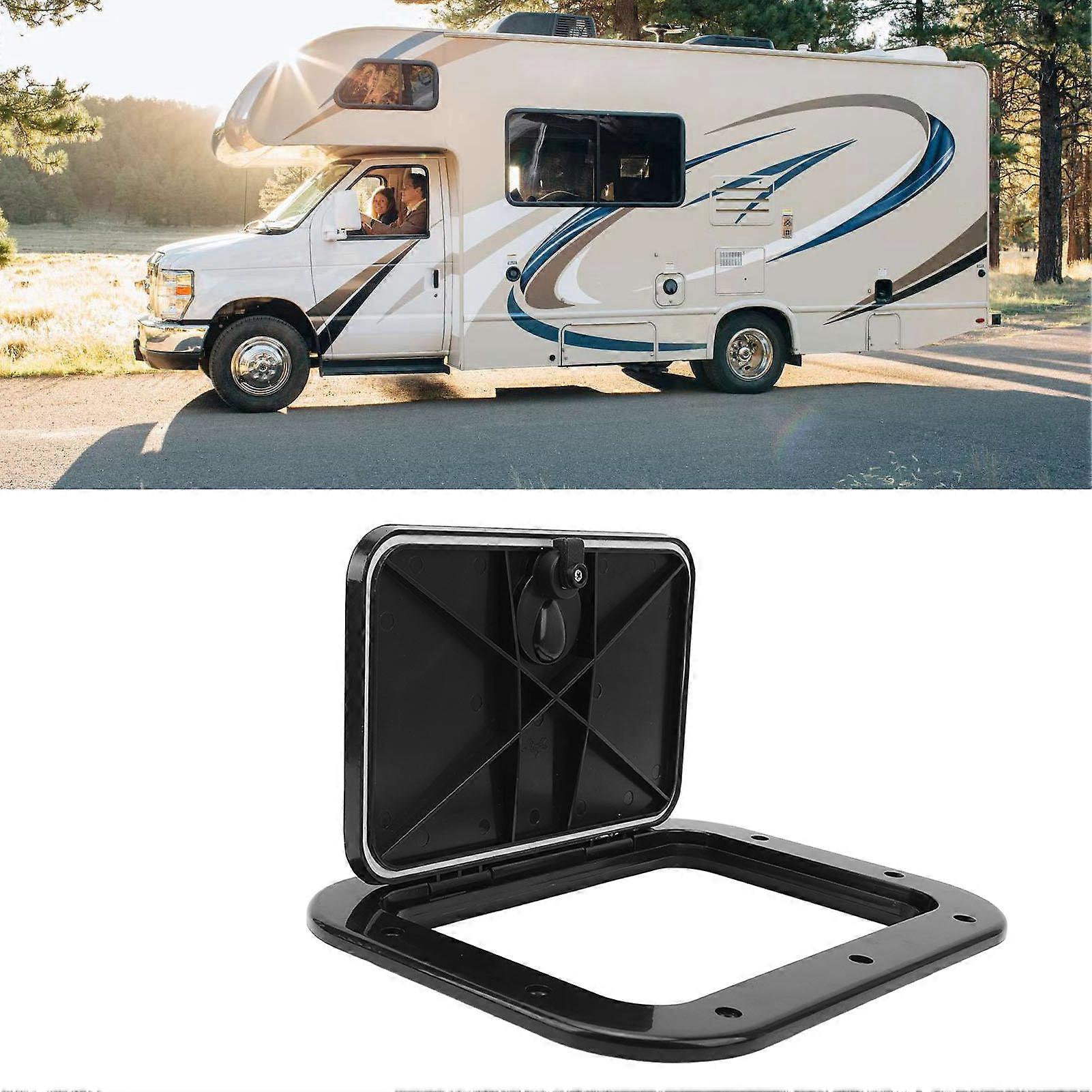 Boat Deck Access Hatch with Lid ABS Anti Aging Impact Proof Compartment Door for RV Trailer Yacht Camper Black