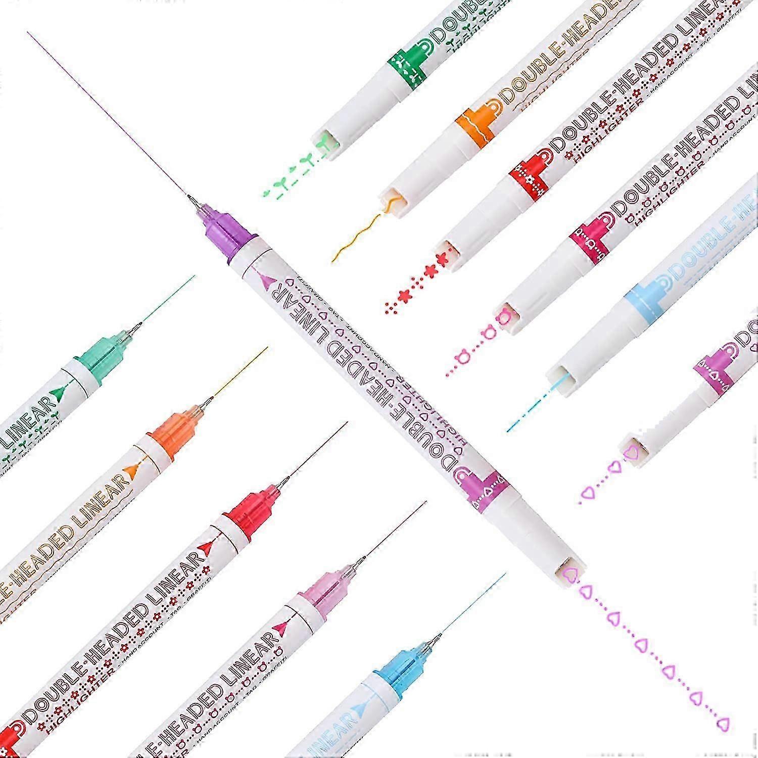 Dual Tip Curve Highlighter Pen Set, 12 Pcs Flownwing Curve Pens Highlighters Markers