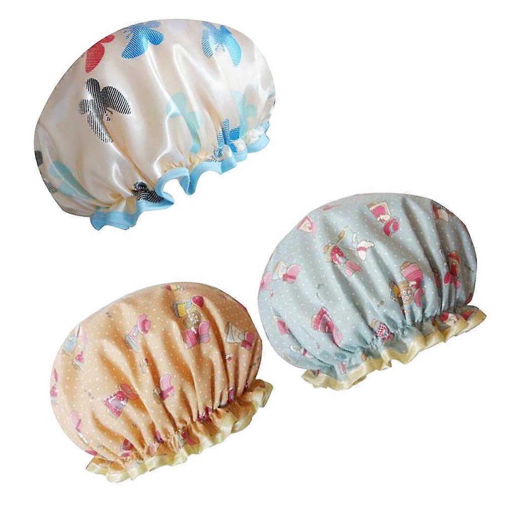 Shower Hat for Women and Men Elastic Band Pink 3Pcs