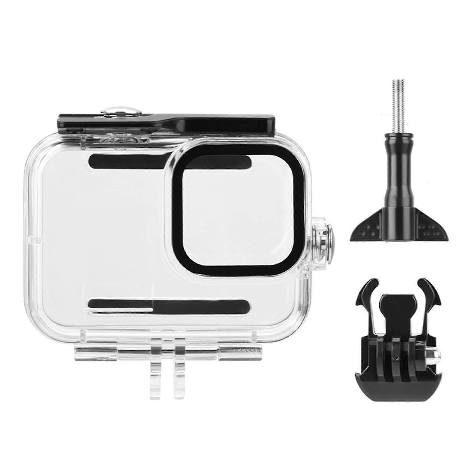 Waterproof dive housing with mount for action camera, transparent protective case for underwater