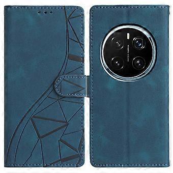 TKdaddy For Honor Magic7 Pro 5G Case Wallet Stand Bedrukt Driehoek Patroon Lederen Telefoon Flip Cover Blauw