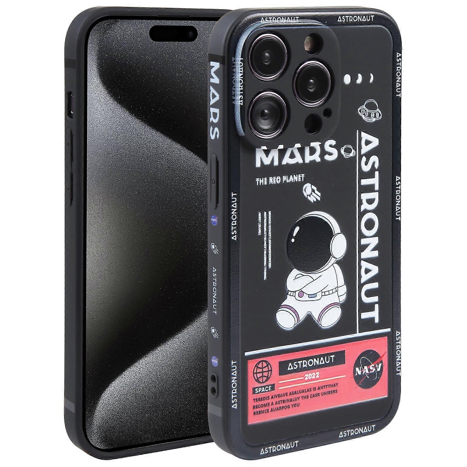 Astronaut Pattern Silicone Straight Edge Phone Case