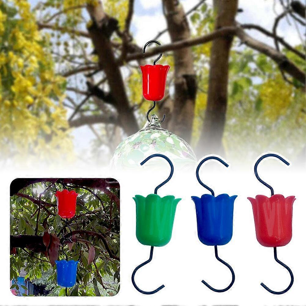 Red (C)$Hummingbird Feeder Plastic Flower Feeder Set Anti-ant Hook