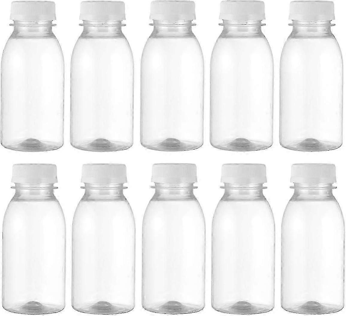 10 Pieces 250ml Transparent Plastic Bottles with Lids for Parties, Home, Outdoor, and Travel