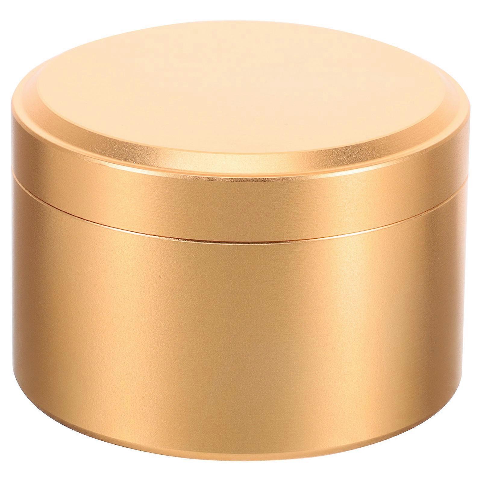 Loose Tea Container Metal Can with Lid Portable Tea Storage Jar Golden 5.50X5.50X4.00CM Simple 1Pack