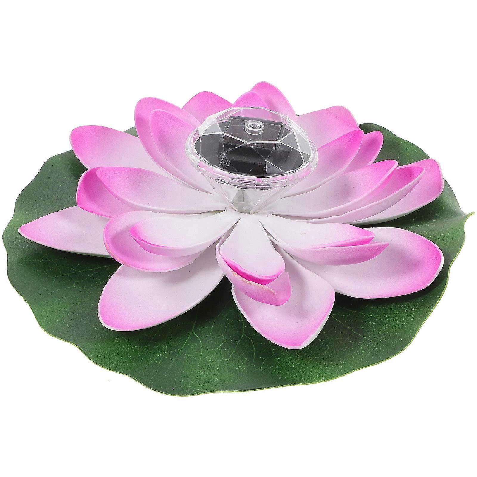 Solar Powered Lotus Floating Lamp Pool Lighting Material Purple 28x28cm 1Set