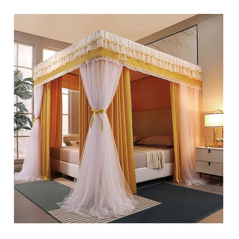 Double Layer Deluxe Canopy Mosquito Net for 180x200cm Bed (Orange)
