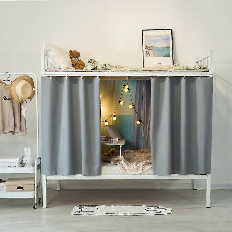 Bed Curtain Dormitory Bunk Bed Blackout Curtains Opaque Privacy Grey (Two Pieces)