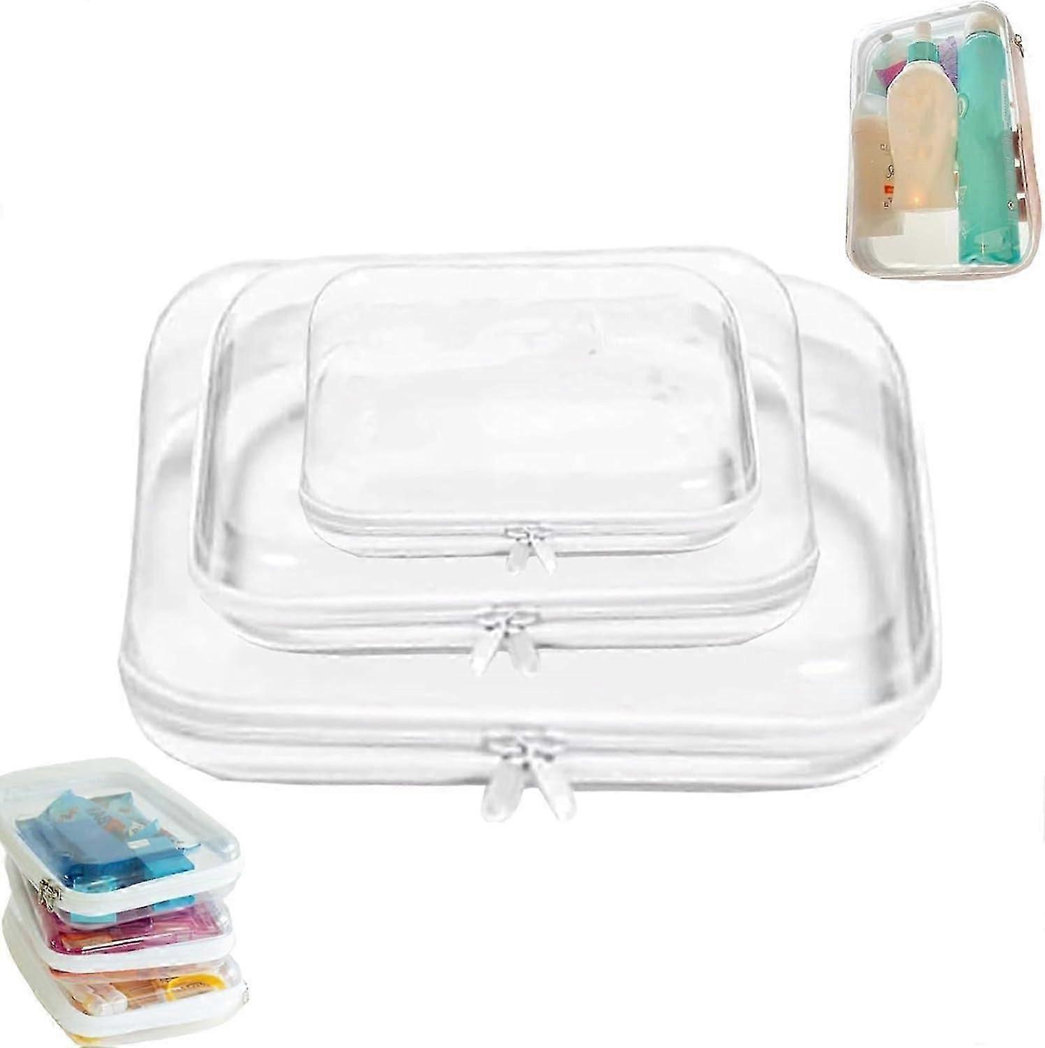 Hard Clear Zipper Case,1PC Transparent Hard Shell Zipper Pouch, Plastic Storage Box Containers Small Toiletry Bag