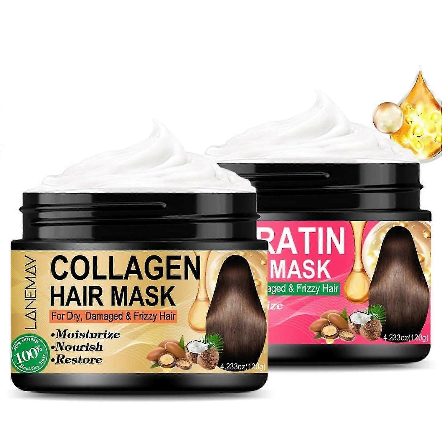 قناع الكولاجين للشعر وقناع الشعر بالكيراتين ، علاج ترطيب زيت الأرغان لإصلاح الشعر ، بلسم عميق ، علاج بروتين الشعر للشعر الجاف التالف ، طبيعي