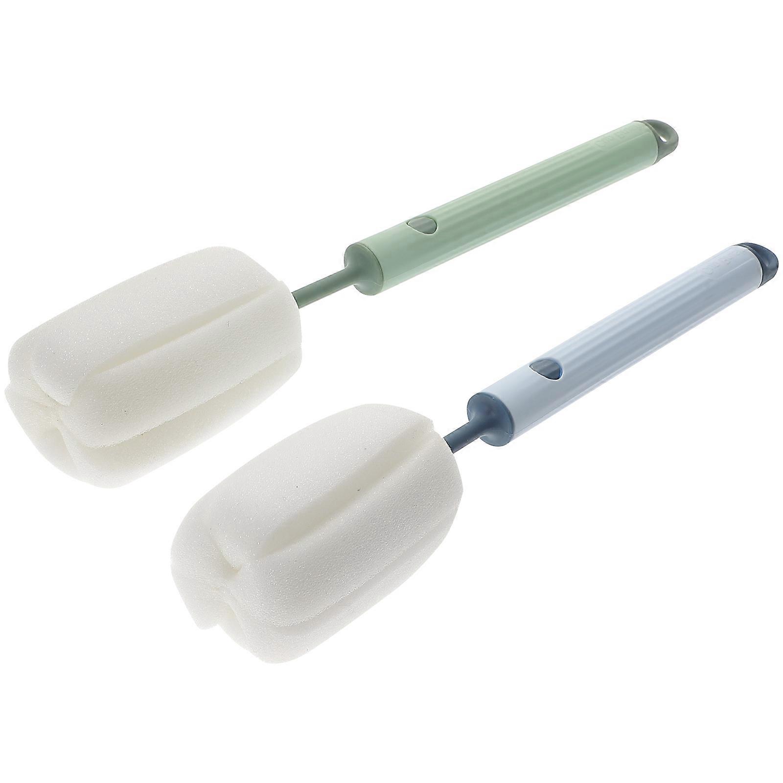 Reusable Bottle Brush Bottle Sponge Brush Baby Bottle Cleaning ABS Material Green 2Pack