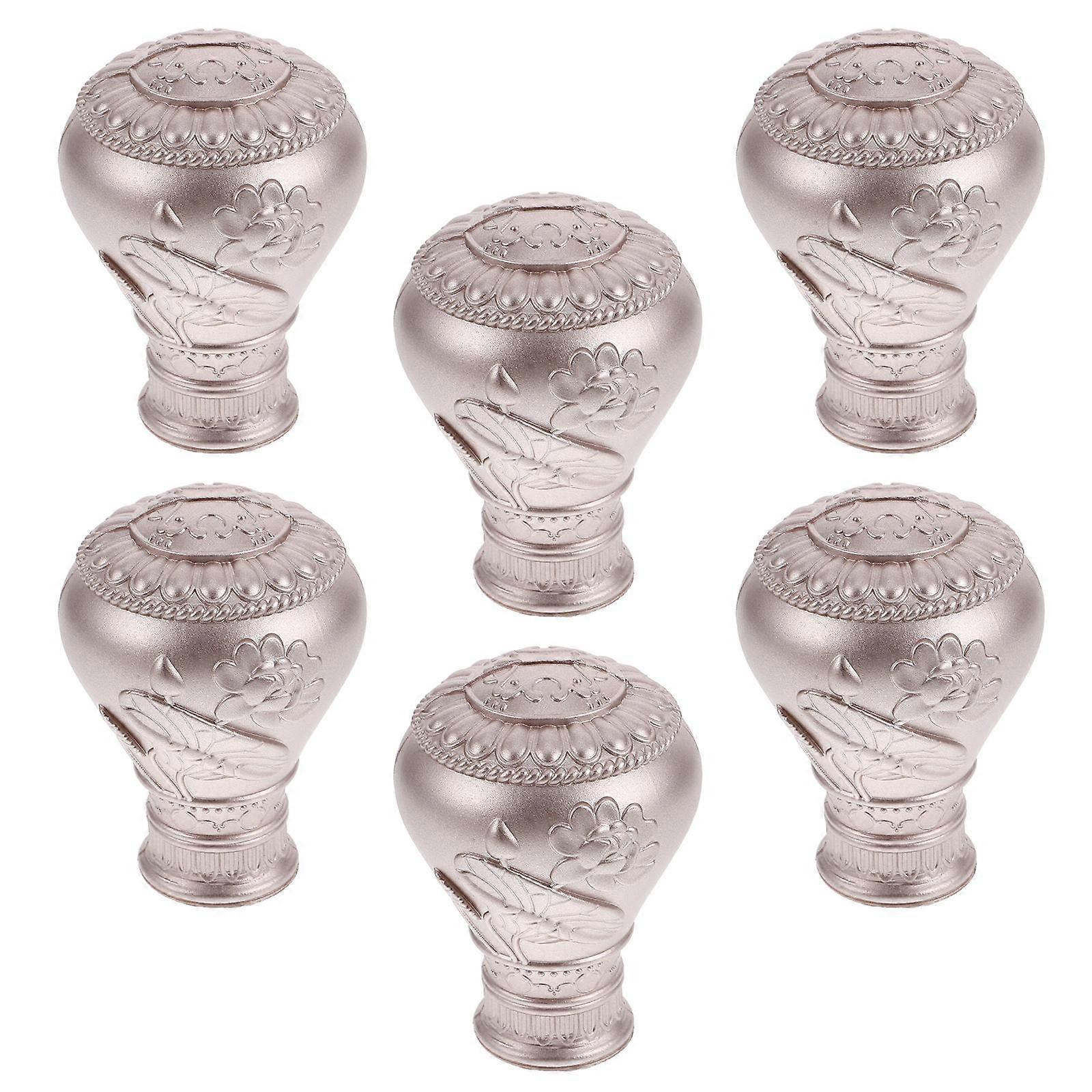 Finials For Curtain Rods Elegant Design Window Curtain Accessories Secure Fit 6Pcs