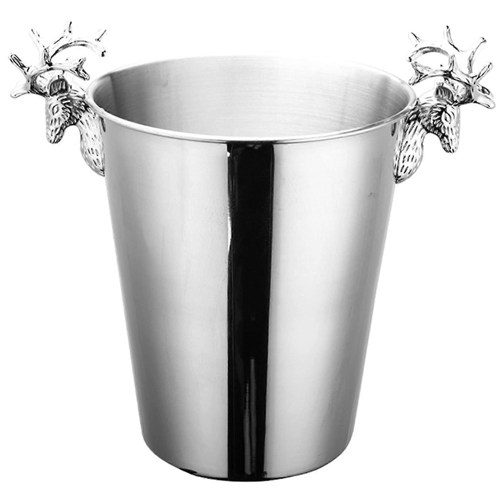 quality ice buckets for parties, rustic bucket, stainless steel bucket with deer head, edition/silver/3L Silver 3L