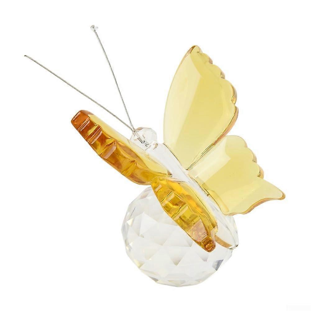 Artisan Crafted K9 Butterfly Ornament Beautiful Paperweight for Home and Event Decor (Yellow)